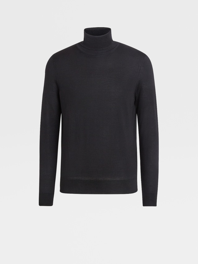 mens black silk turtleneck