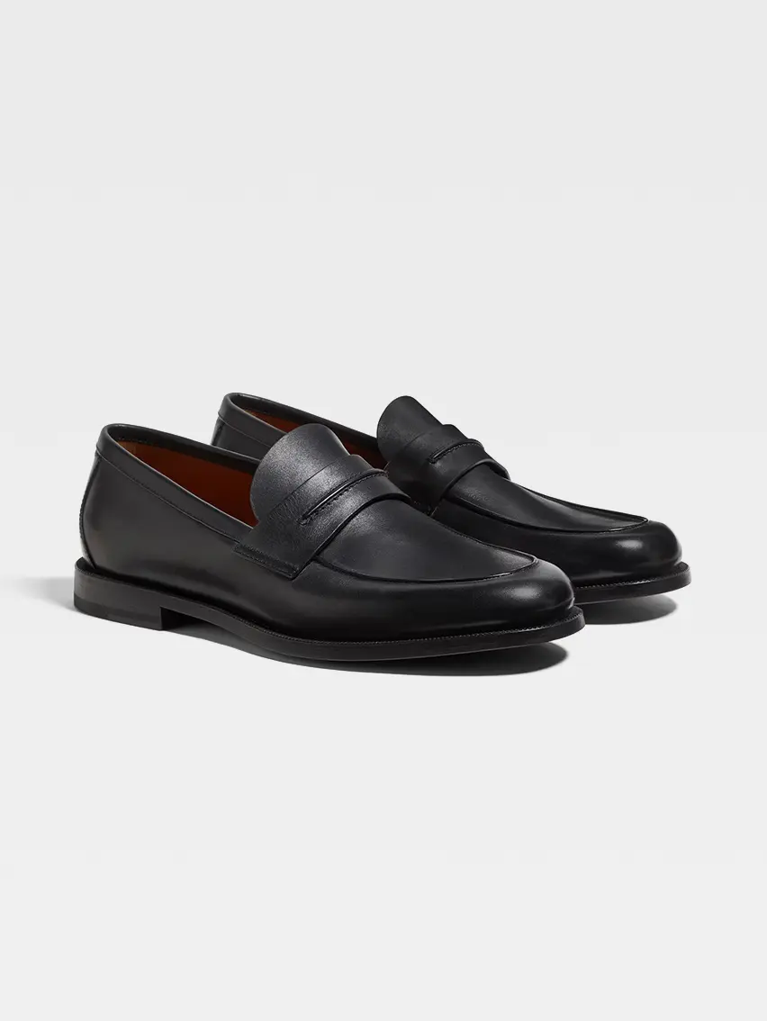 Black Leather Mocassin Corso Loafers