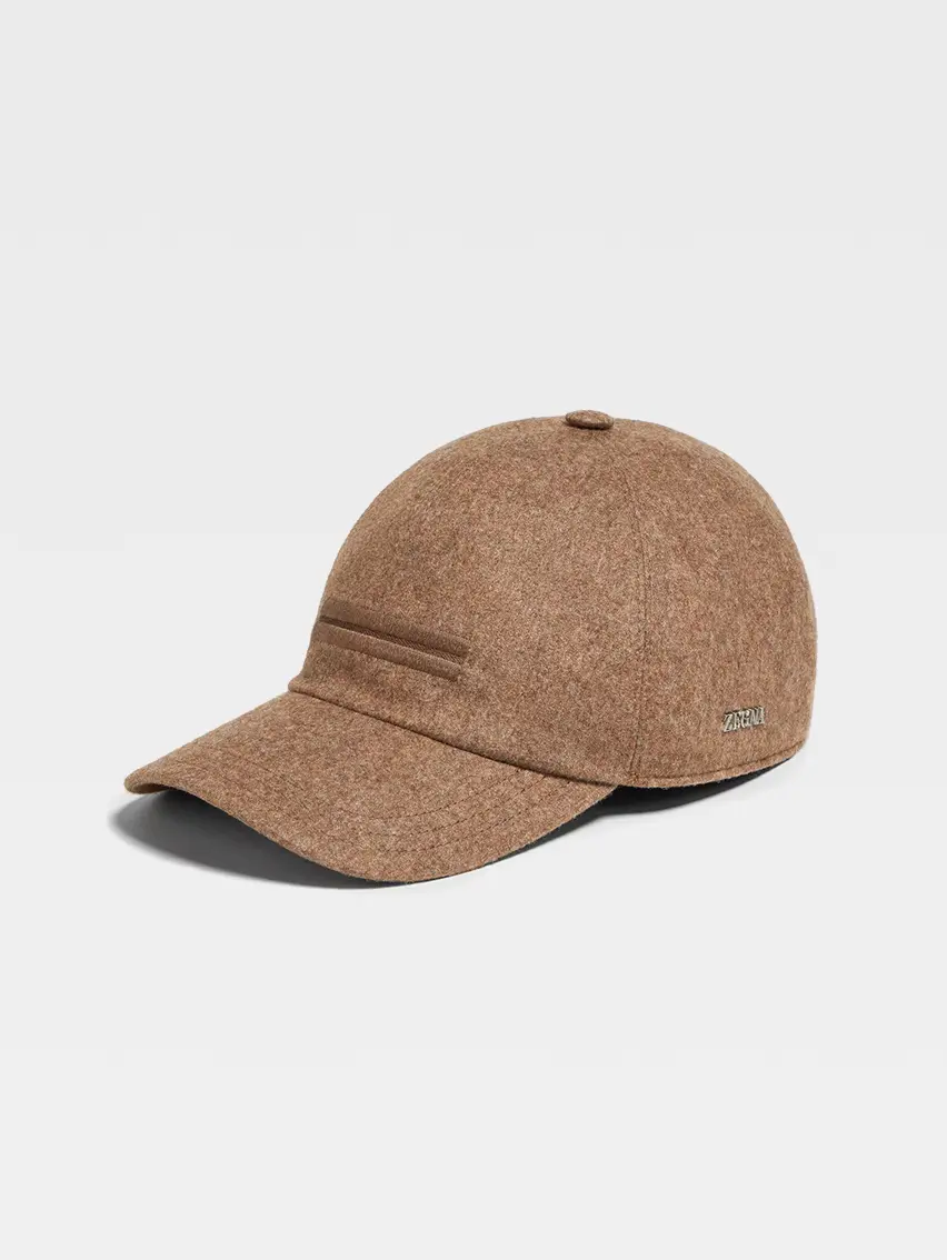 Brown Mélange Oasi Cashmere Baseball Cap