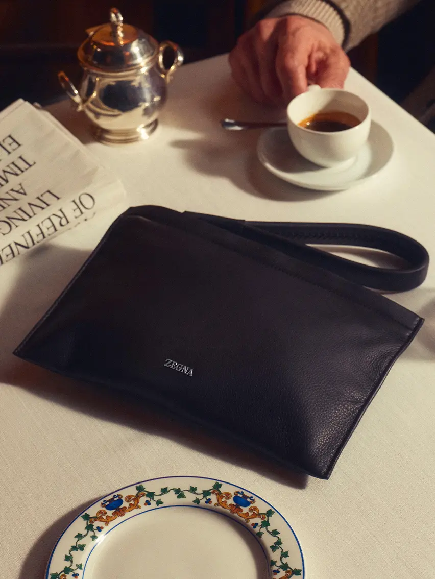 ZEGNA men’s leather pouch from the Fall Winter 2025 collection.