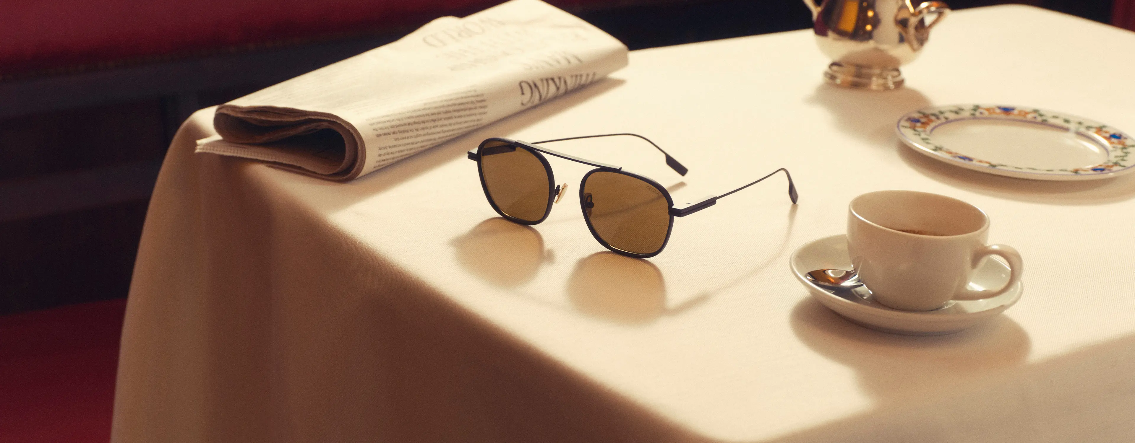 Close-up of ZEGNA sunglasses from the Fall Winter 2025 collection.