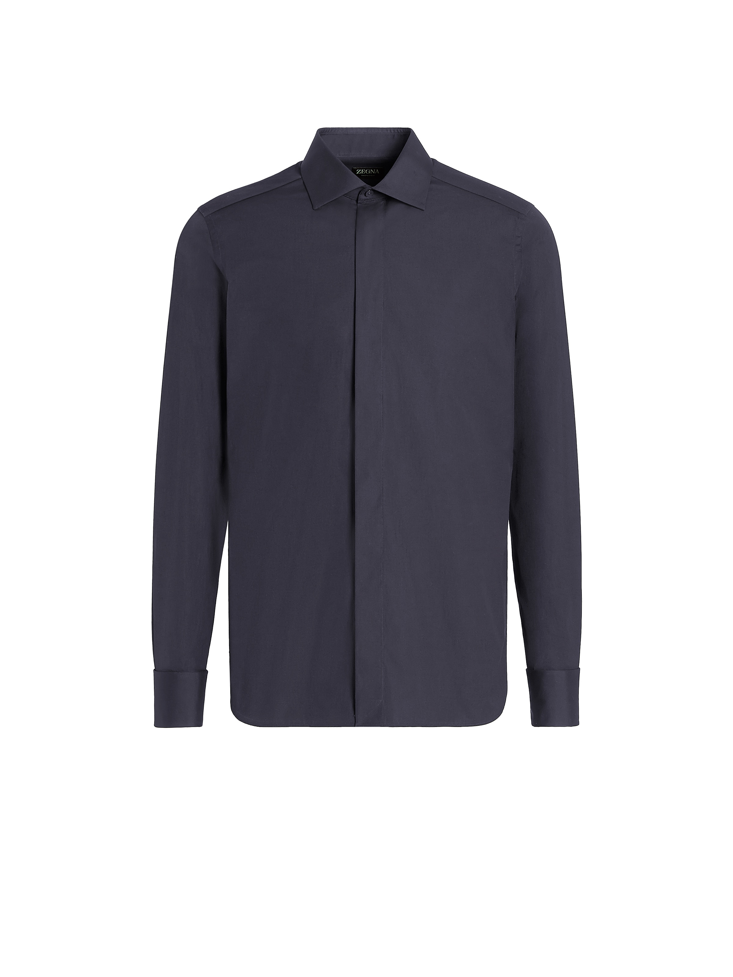 Zegna Navy Blue Trofeo Silk Evening Shirt