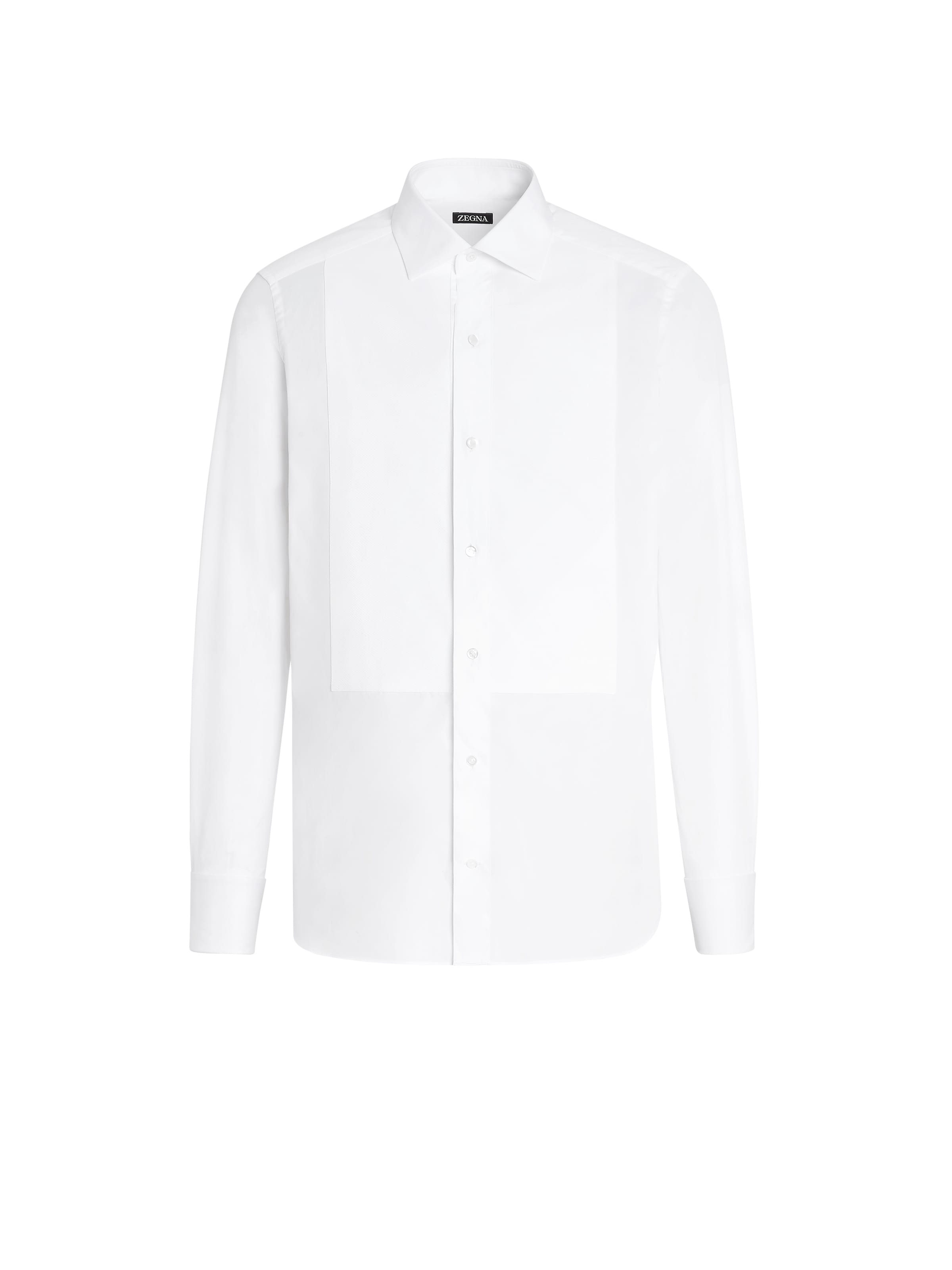 Shop Zegna Optical White Cotton Tuxedo Shirt