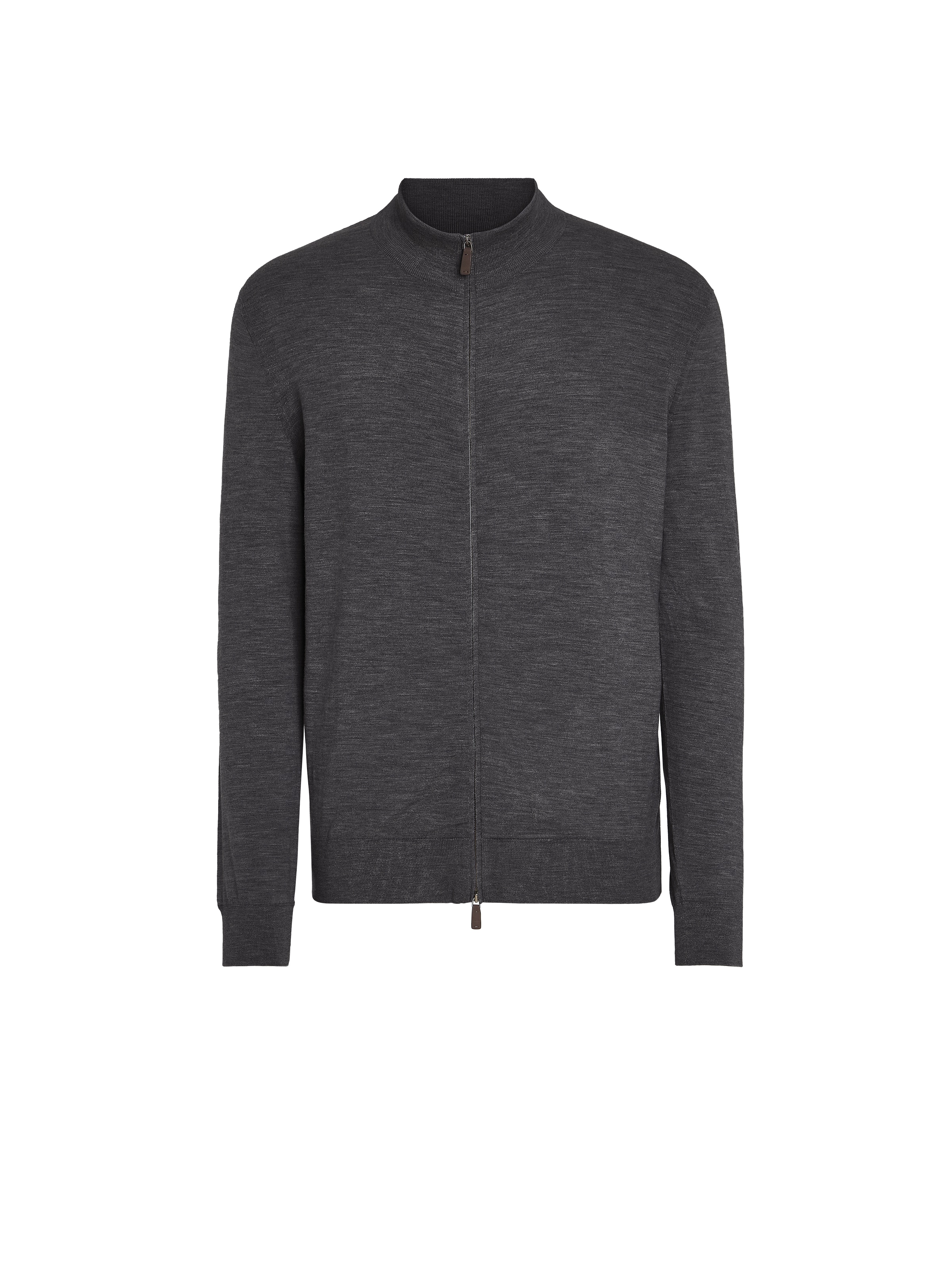 Zegna Dark Grey 12milmil12 Wool Full Zip Sweatshirt