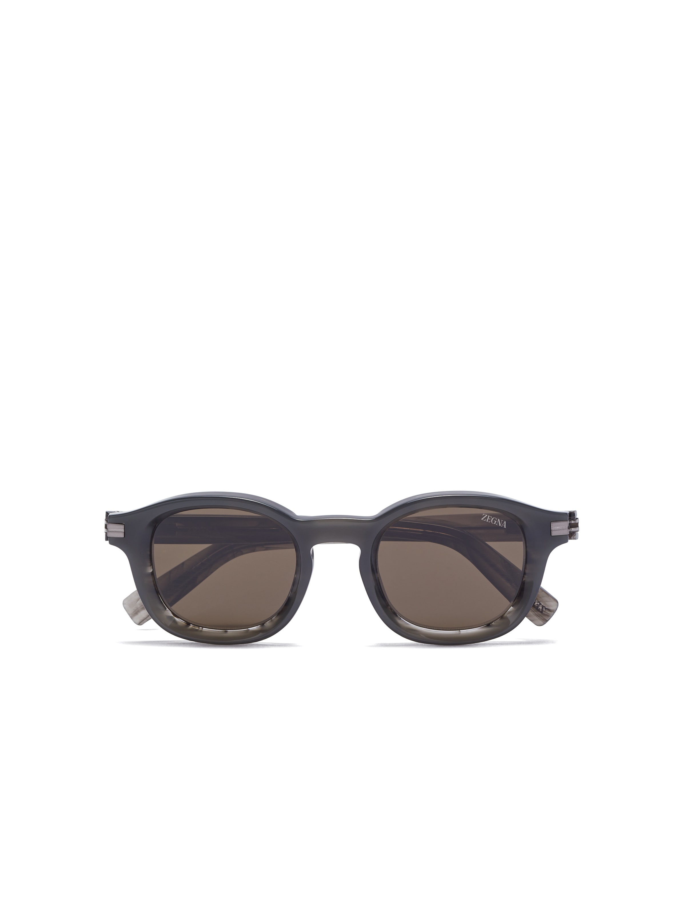 Zegna Opal Grey And Striped Grey Aurora I Acetate Sunglasses In Gris Opale/gris Rayé