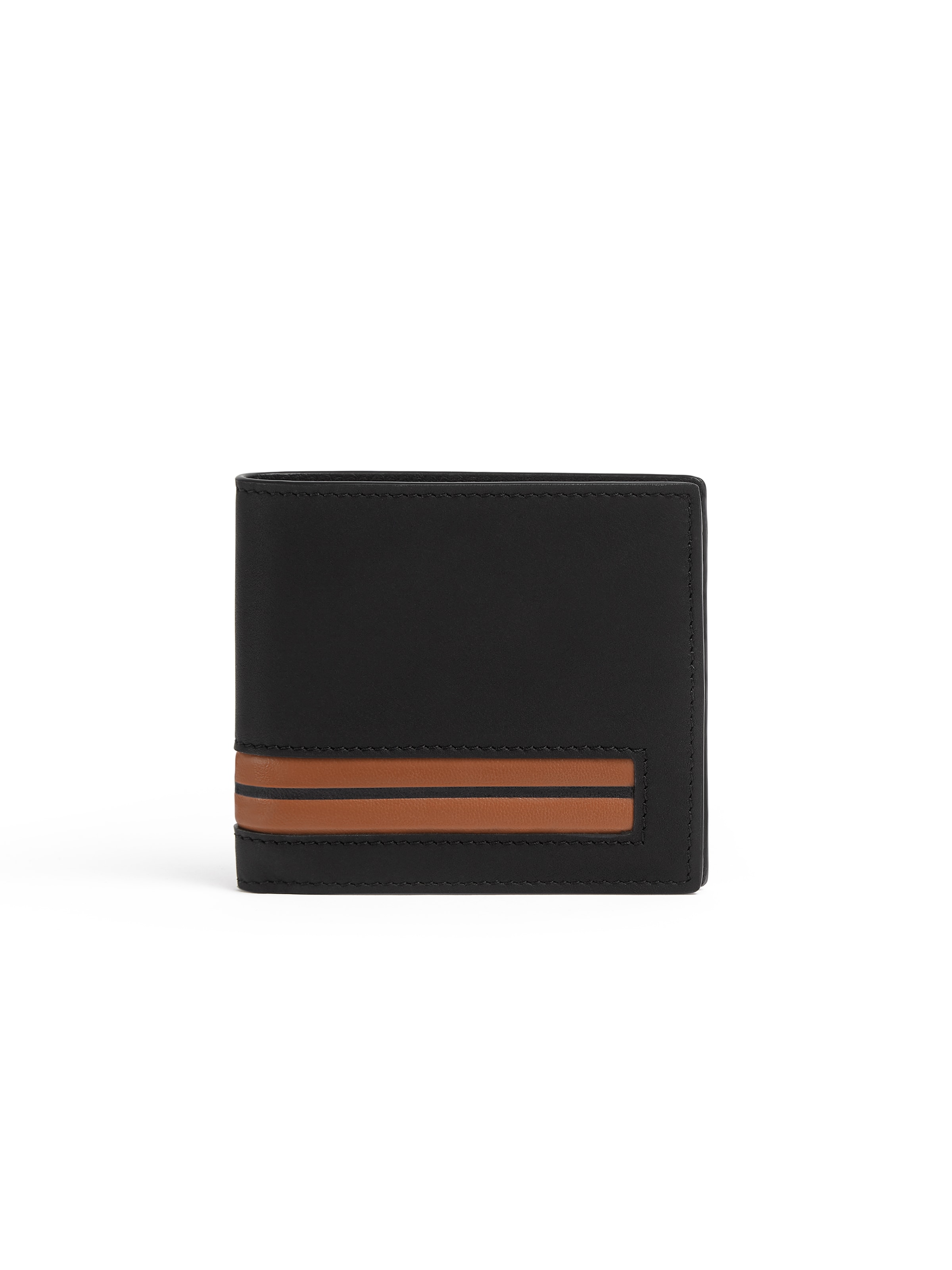 Shop Zegna Black Leather Billfold Wallet In Noir