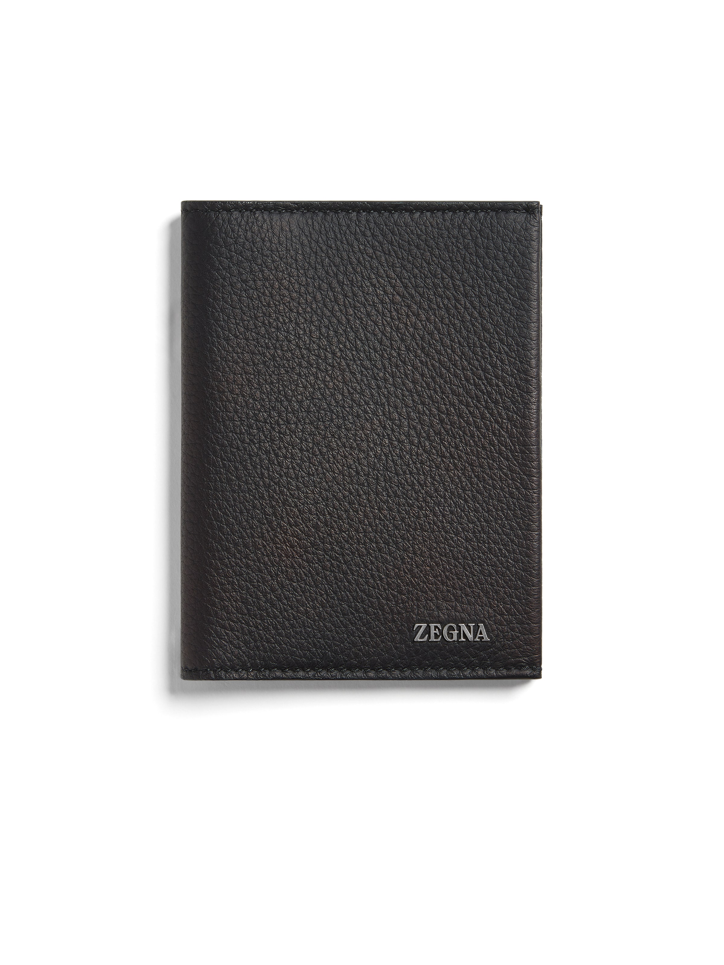 Zegna Black Deerskin Passport Case In Noir