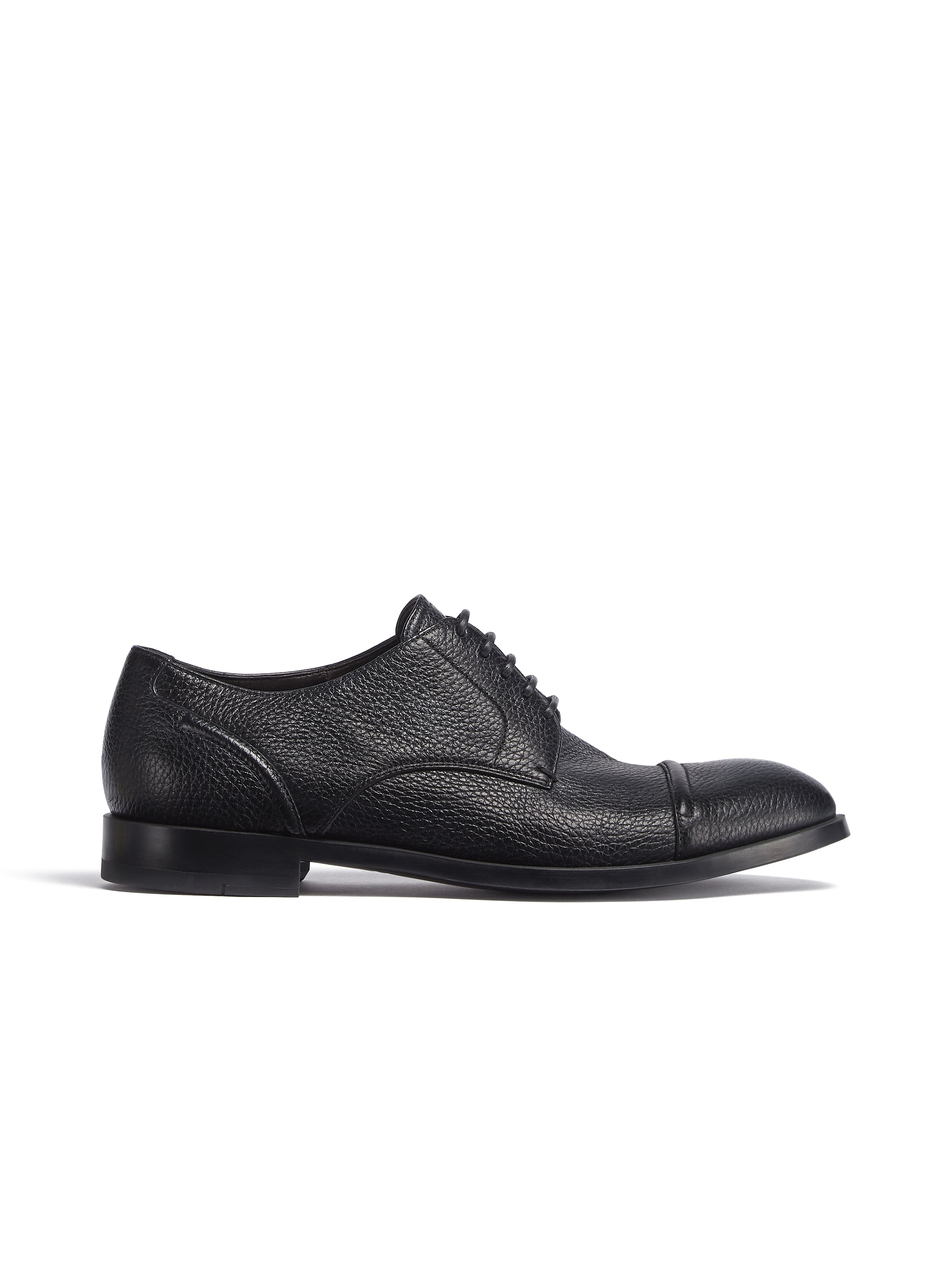 Zegna Black Deerskin Siena Flex Captoe Derby Shoes