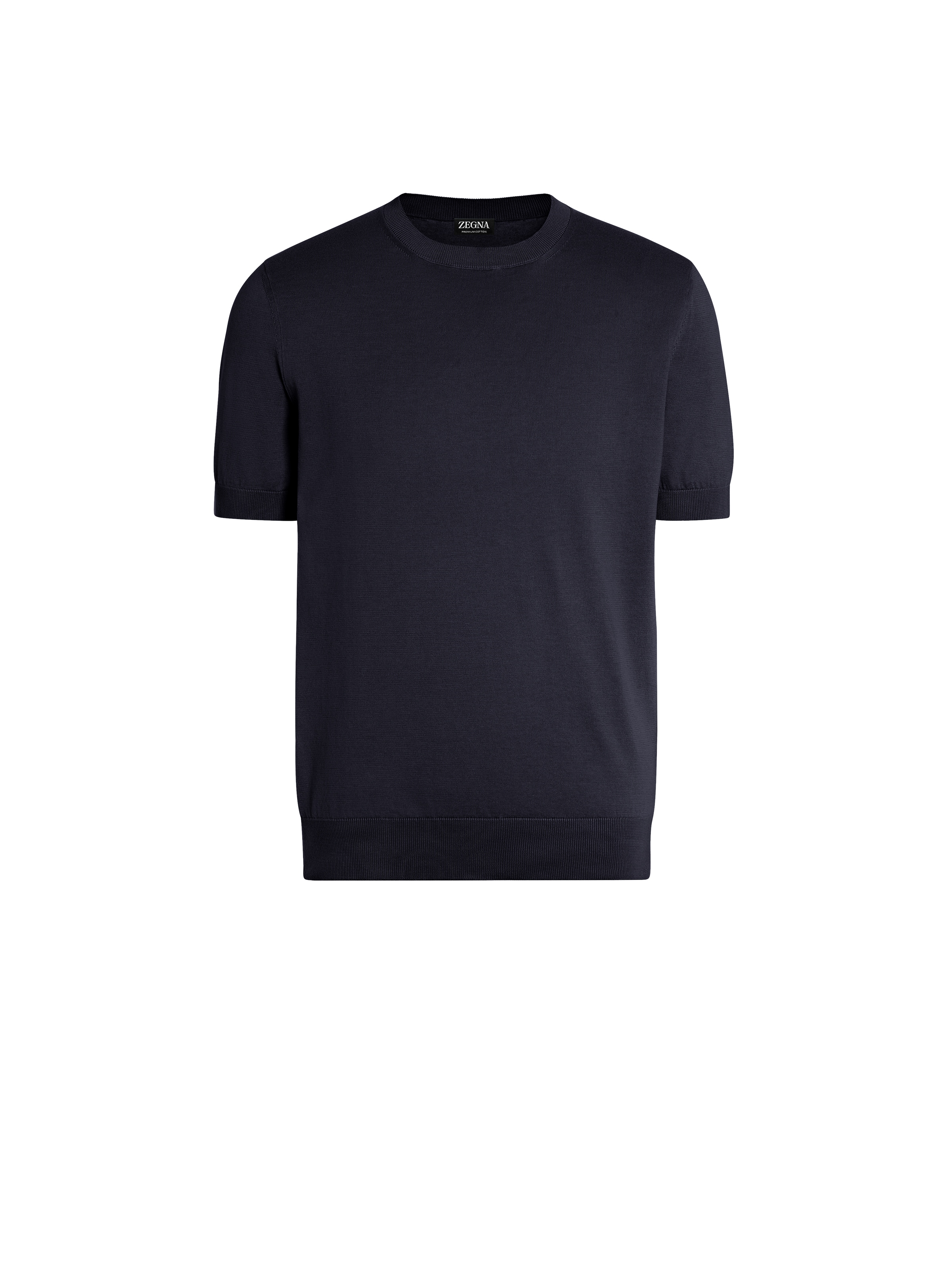 Shop Zegna T-shirt En Premium Cotton Bleu Marine In Navy Blue