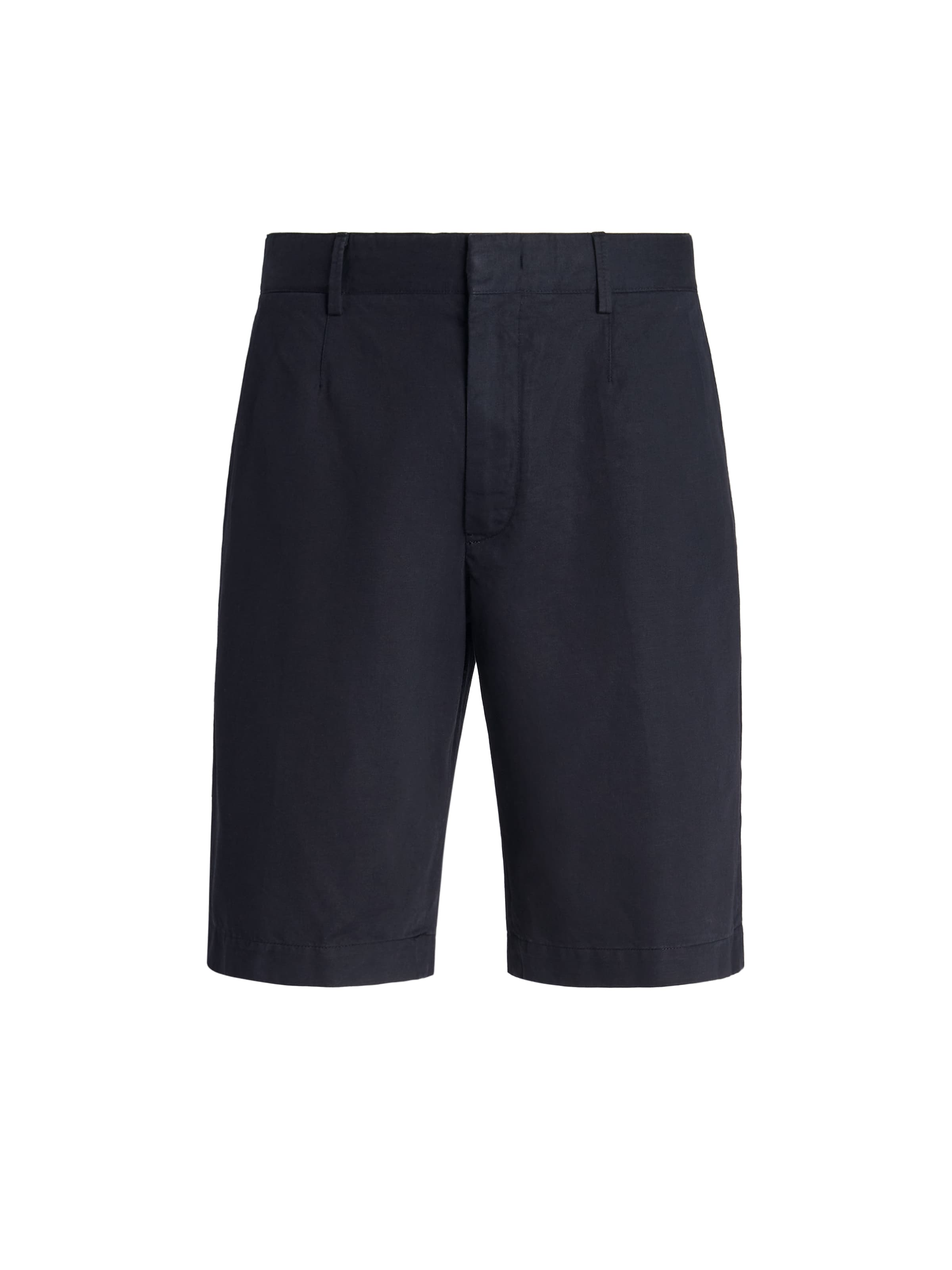 Zegna Short Summer Chino En Coton Et Lin Bleu Marine