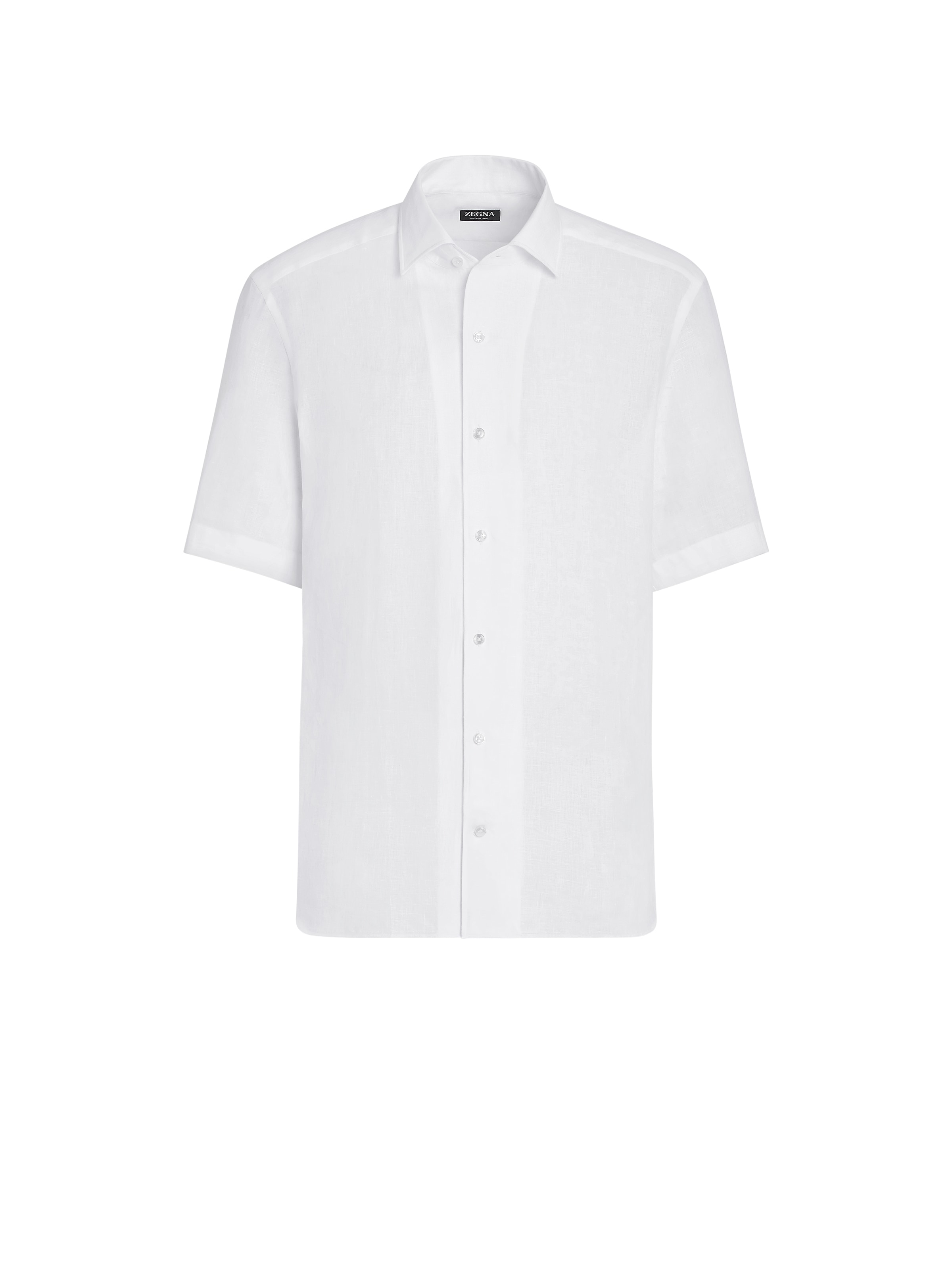 Zegna Chemise Manches Courtes En Lin Pur Blanc