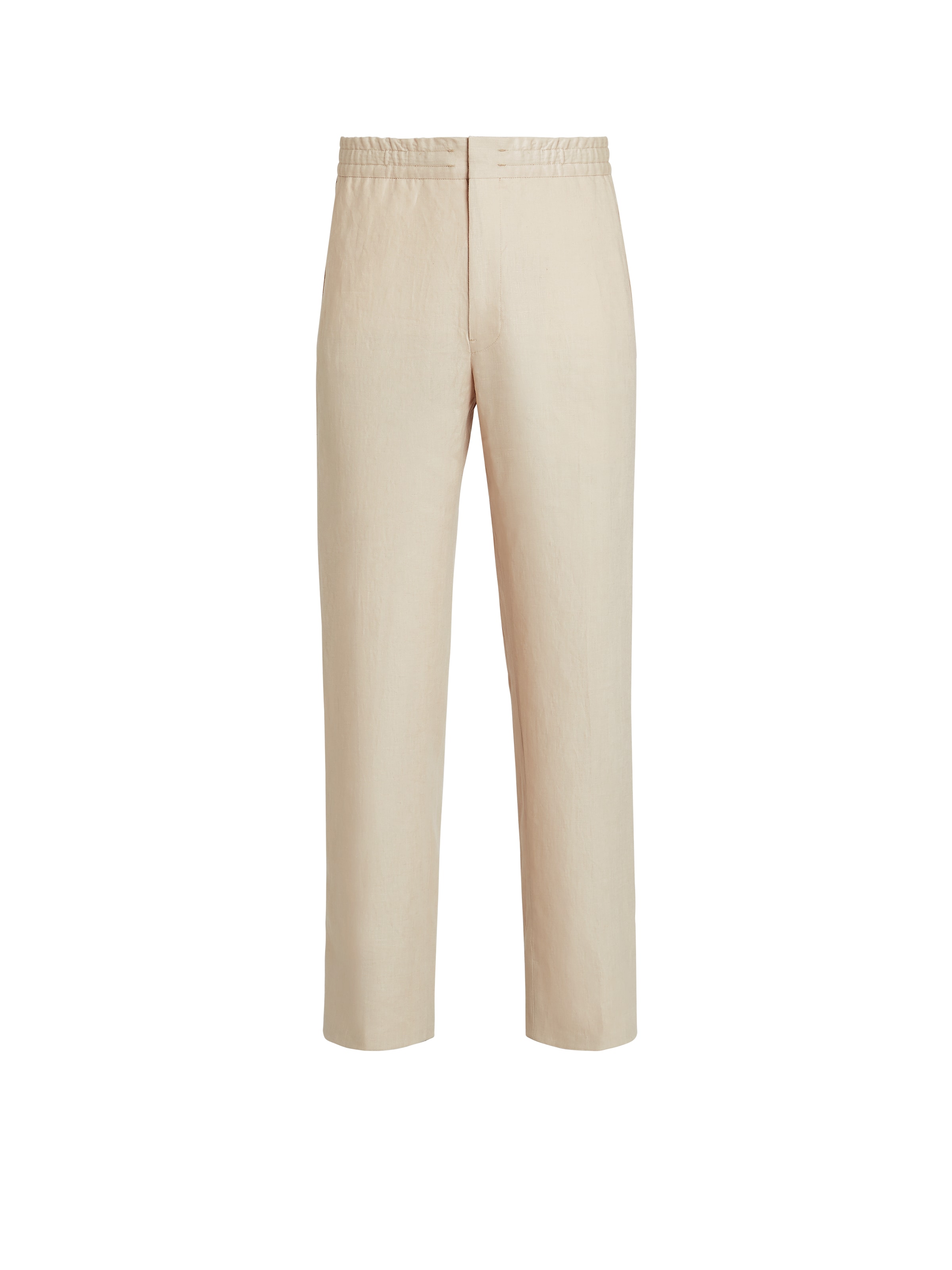 Zegna Off White Linen Joggers In Blanc Cassé